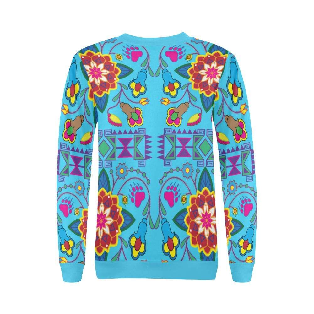 Geometric Floral Winter-Sky Blue All Over Print Crewneck Sweatshirt for Women (Model H18) Crewneck Sweatshirt for Women (H18) e-joyer