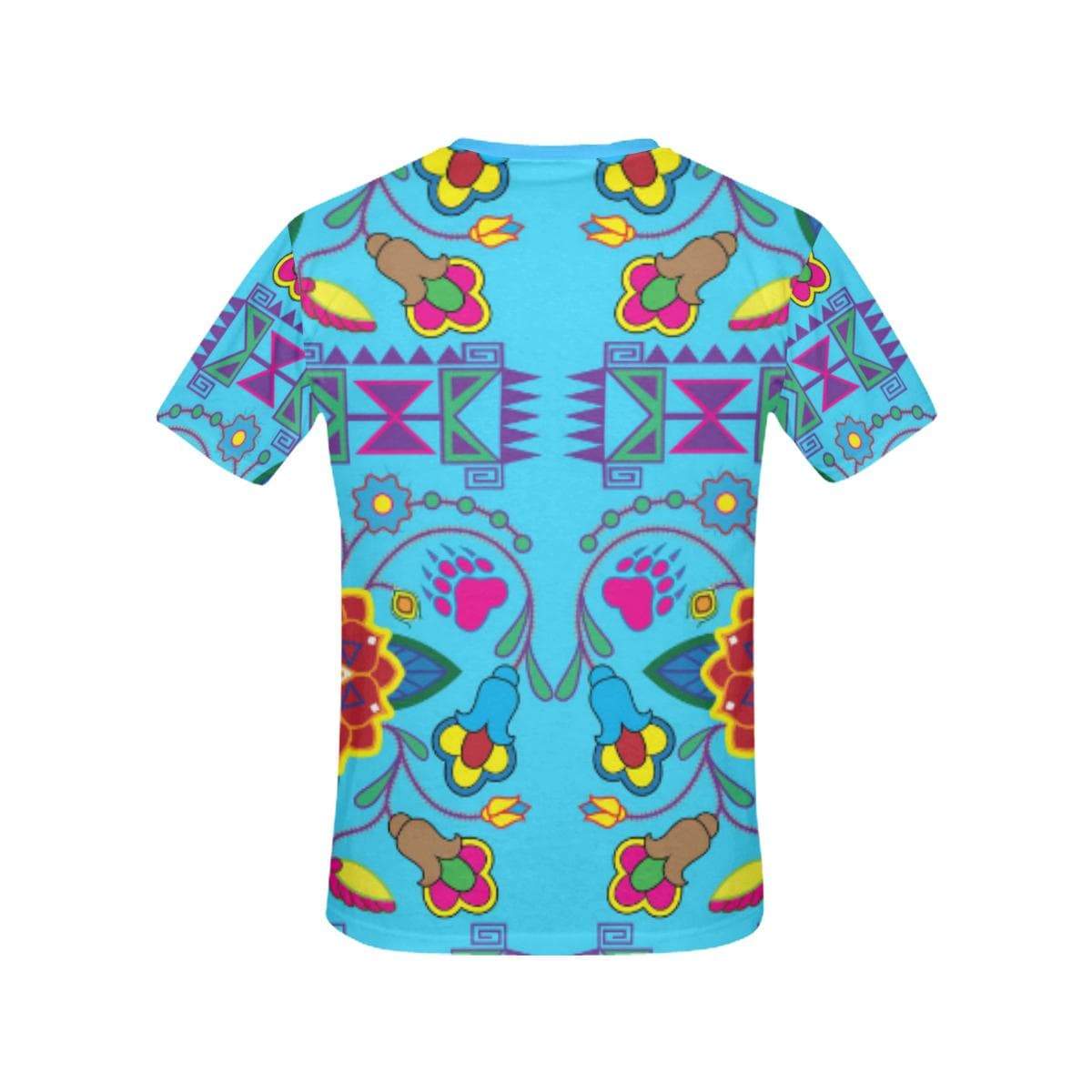 Geometric Floral Winter-Sky Blue All Over Print T-shirt for Women/Large Size (USA Size) (Model T40) All Over Print T-Shirt for Women/Large (T40) e-joyer