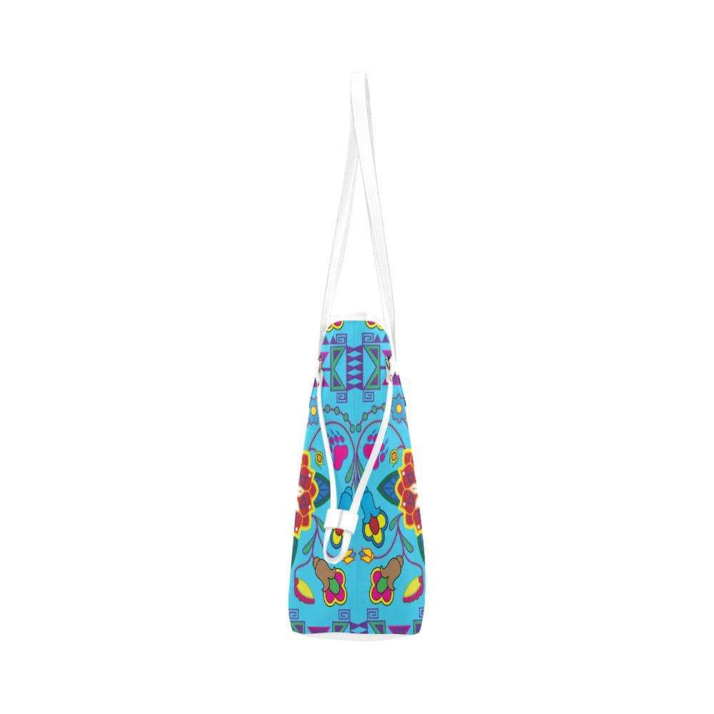 Geometric Floral Winter - Sky Blue Clover Canvas Tote Bag (Model 1661) Clover Canvas Tote Bag (1661) e-joyer
