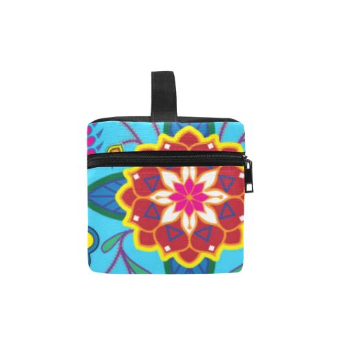 Geometric Floral Winter-Sky Blue Cosmetic Bag/Large (Model 1658) Cosmetic Bag e-joyer