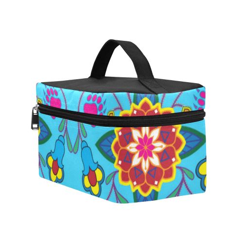 Geometric Floral Winter-Sky Blue Cosmetic Bag/Large (Model 1658) Cosmetic Bag e-joyer