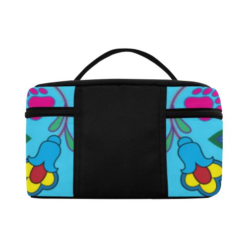 Geometric Floral Winter-Sky Blue Cosmetic Bag/Large (Model 1658) Cosmetic Bag e-joyer