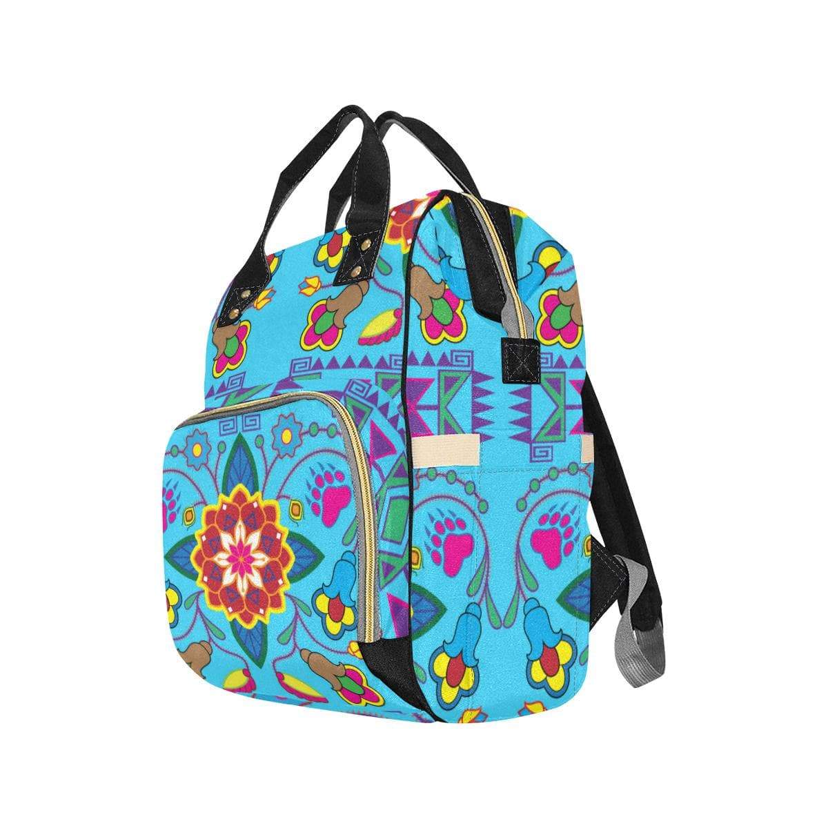 Geometric Floral Winter-Sky Blue Multi-Function Diaper Backpack (Model 1688) Diaper Backpack (1688) e-joyer