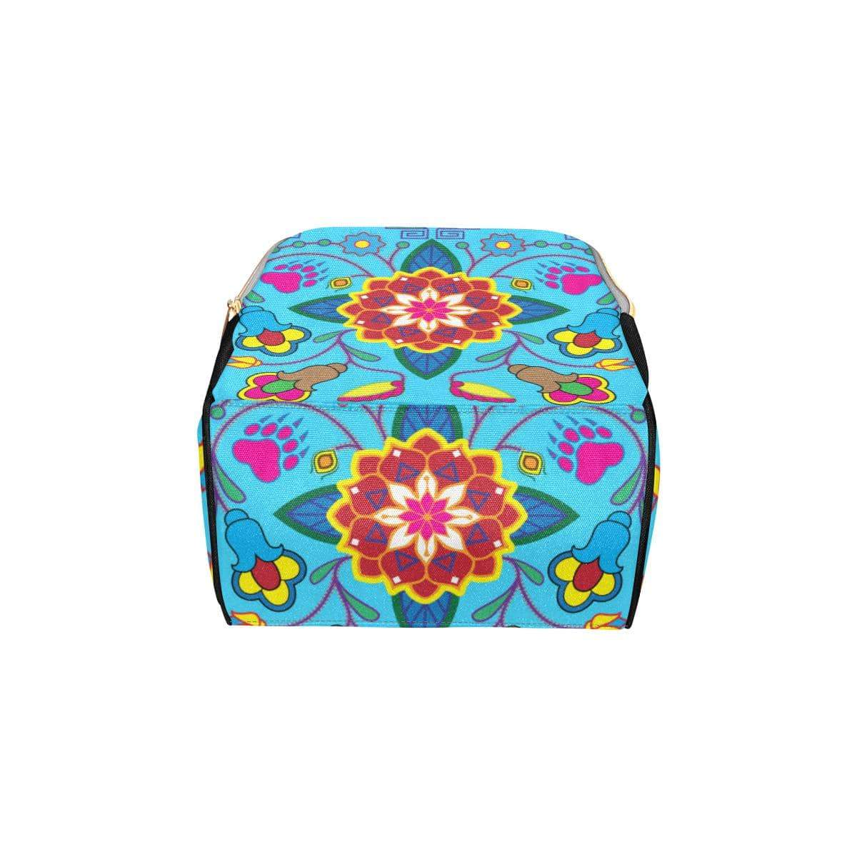 Geometric Floral Winter-Sky Blue Multi-Function Diaper Backpack (Model 1688) Diaper Backpack (1688) e-joyer