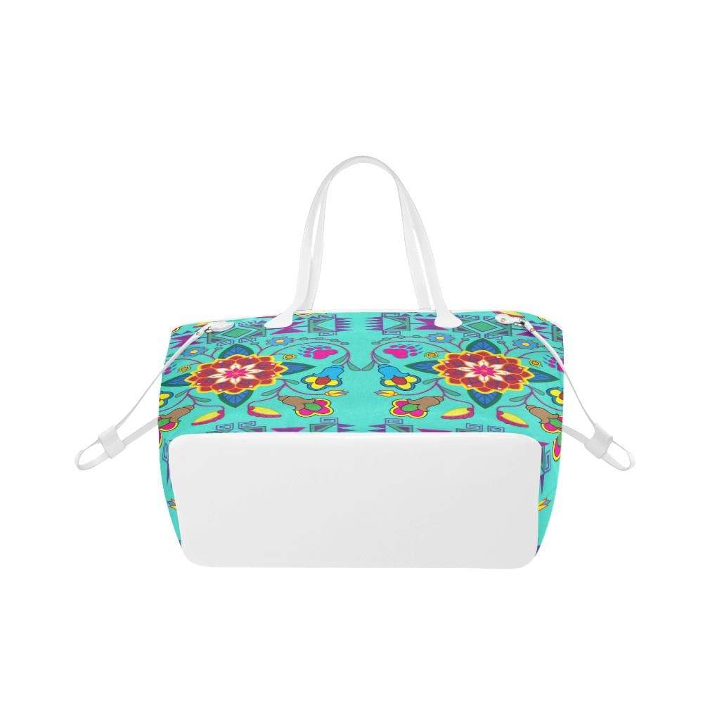 Geometric Floral Winter - Sky Clover Canvas Tote Bag (Model 1661) Clover Canvas Tote Bag (1661) e-joyer