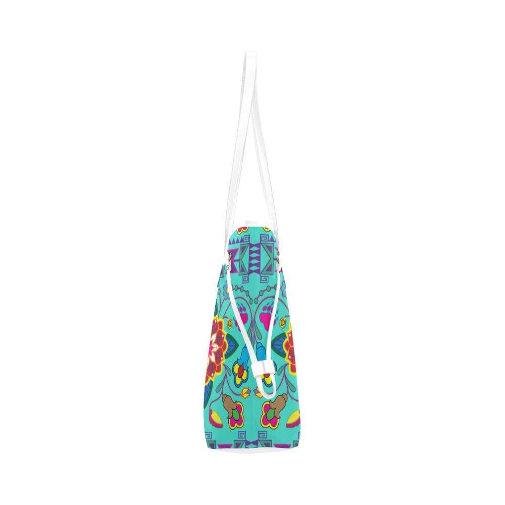 Geometric Floral Winter - Sky Clover Canvas Tote Bag (Model 1661) Clover Canvas Tote Bag (1661) e-joyer