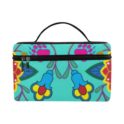 Geometric Floral Winter-Sky Cosmetic Bag/Large (Model 1658) Cosmetic Bag e-joyer