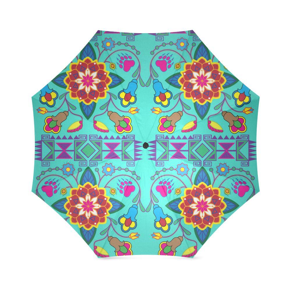Geometric Floral Winter-Sky Foldable Umbrella Foldable Umbrella e-joyer
