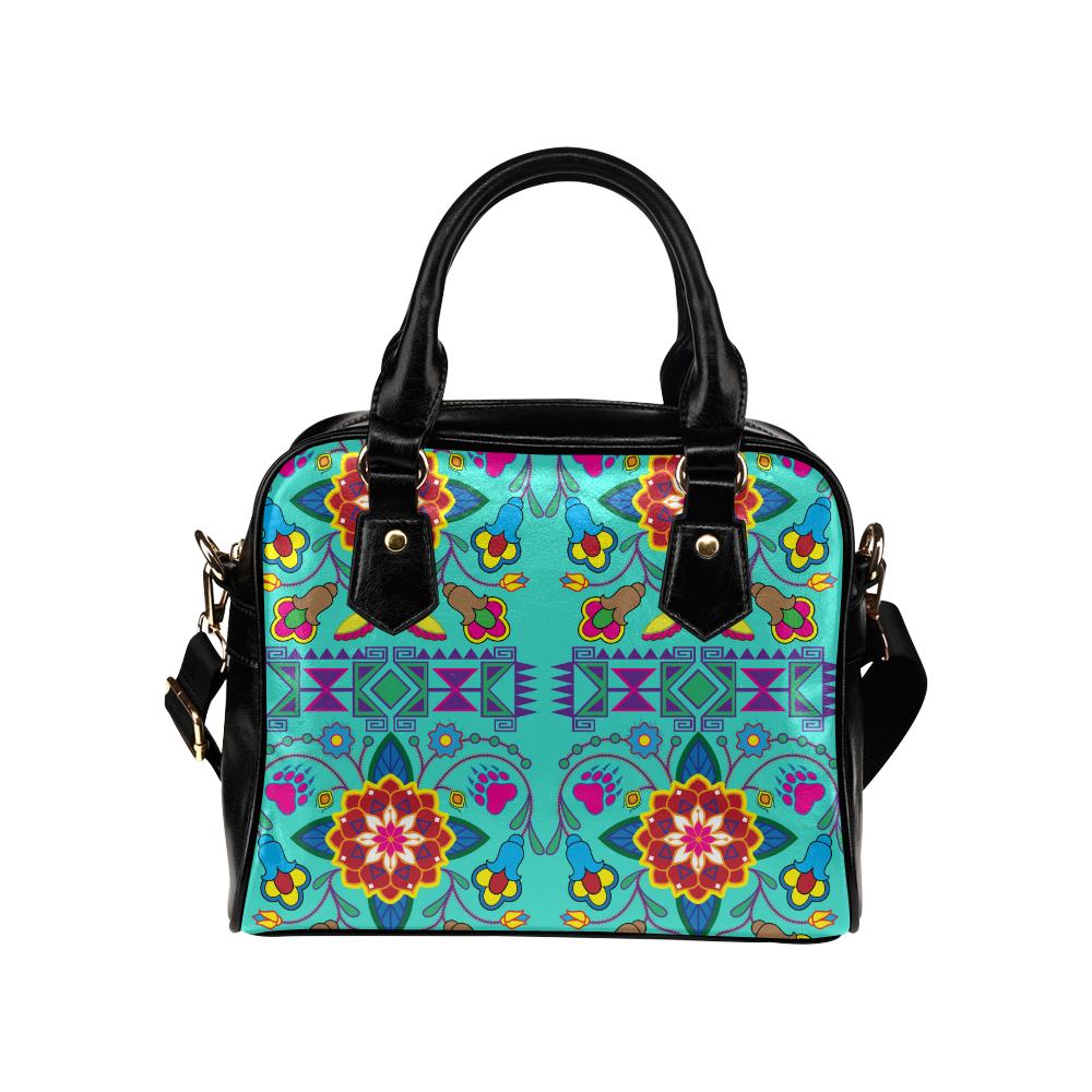 Geometric Floral Winter-Sky Shoulder Handbag (Model 1634) Shoulder Handbags (1634) e-joyer