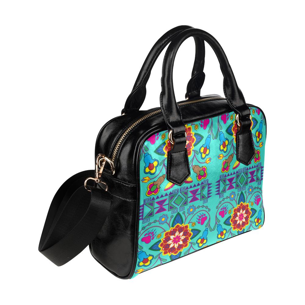 Geometric Floral Winter-Sky Shoulder Handbag (Model 1634) Shoulder Handbags (1634) e-joyer