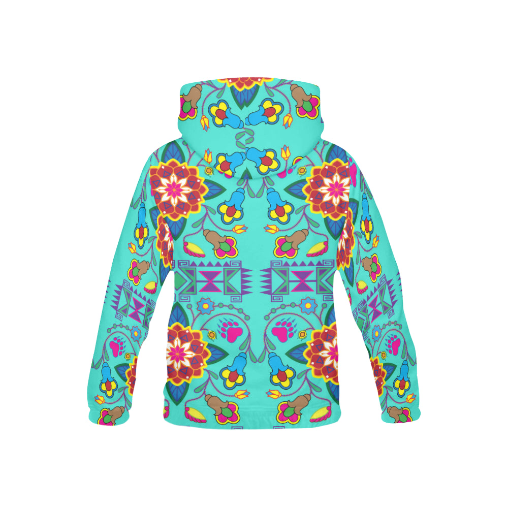 Geometric Floral Winter-Turquoise All Over Print Hoodie for Kid (USA Size) (Model H13) All Over Print Hoodie for Kid (H13) e-joyer