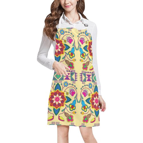 Geometric Floral Winter-Vanilla All Over Print Apron All Over Print Apron e-joyer