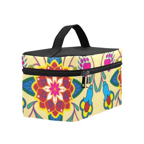 Geometric Floral Winter-Vanilla Cosmetic Bag/Large (Model 1658) Cosmetic Bag e-joyer