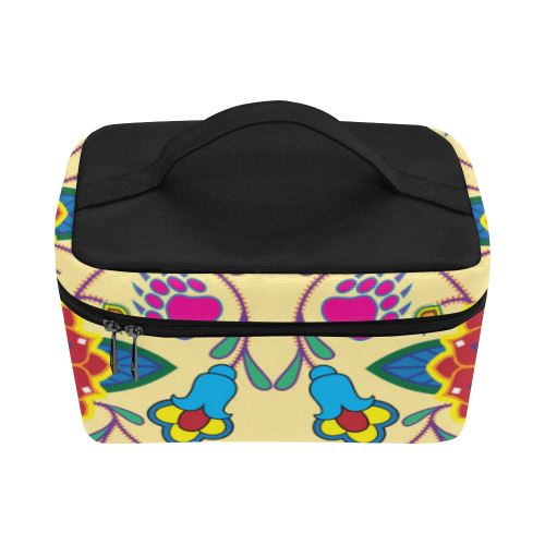 Geometric Floral Winter-Vanilla Cosmetic Bag/Large (Model 1658) Cosmetic Bag e-joyer