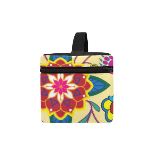 Geometric Floral Winter-Vanilla Cosmetic Bag/Large (Model 1658) Cosmetic Bag e-joyer