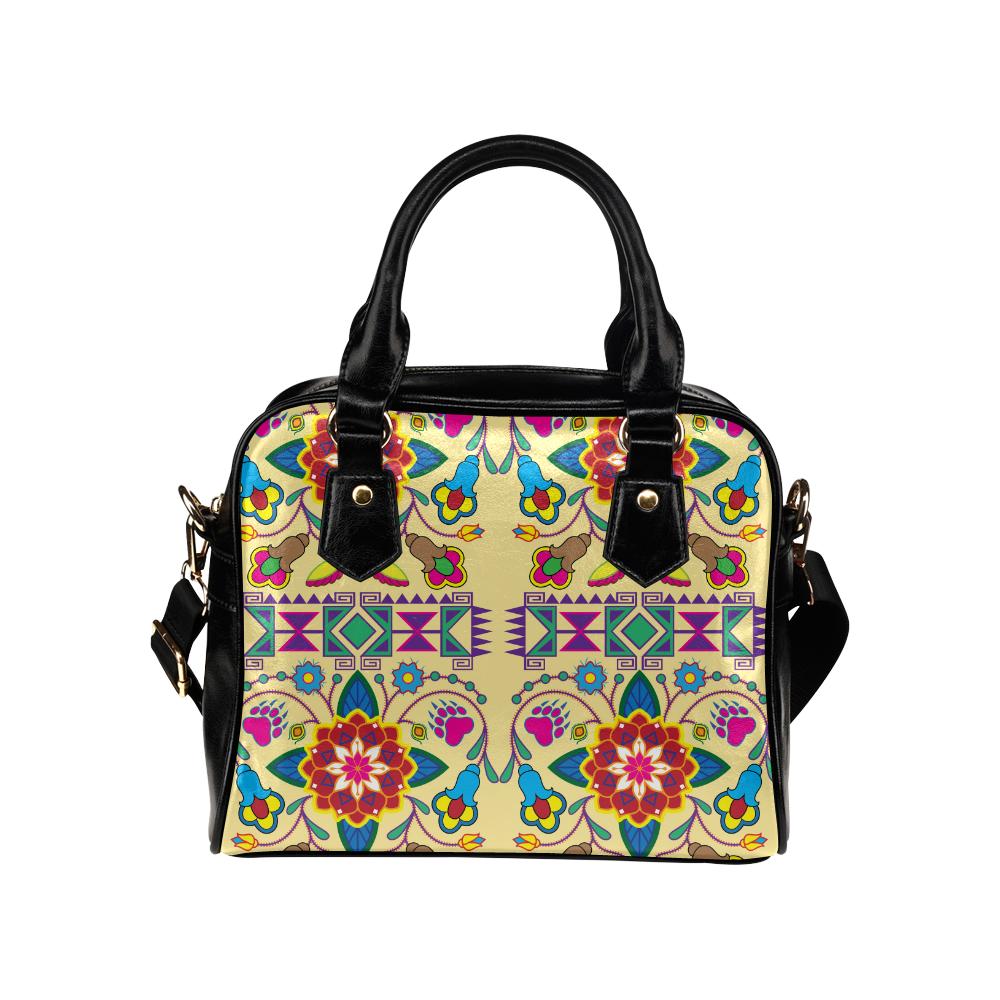 Geometric Floral Winter-Vanilla Shoulder Handbag (Model 1634) Shoulder Handbags (1634) e-joyer