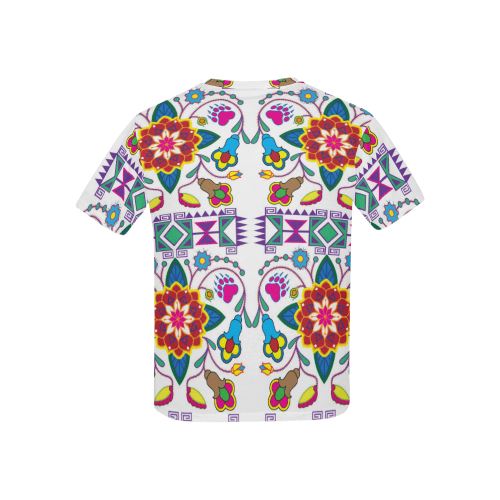 Geometric Floral Winter-White All Over Print T-shirt for Kid (USA Size) (Model T40) All Over Print T-shirt for Kid (T40) e-joyer