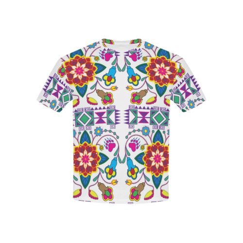Geometric Floral Winter-White All Over Print T-shirt for Kid (USA Size) (Model T40) All Over Print T-shirt for Kid (T40) e-joyer
