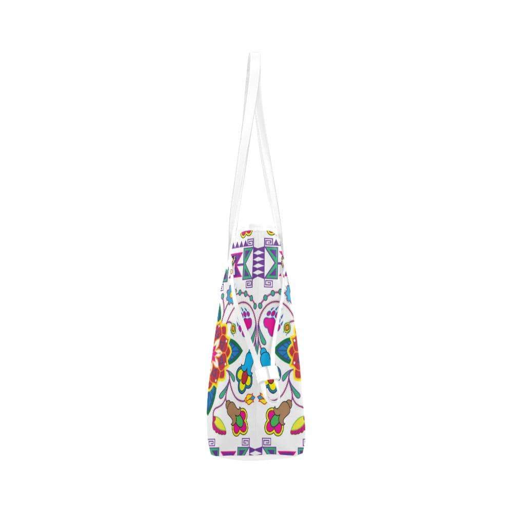 Geometric Floral Winter - White Clover Canvas Tote Bag (Model 1661) Clover Canvas Tote Bag (1661) e-joyer