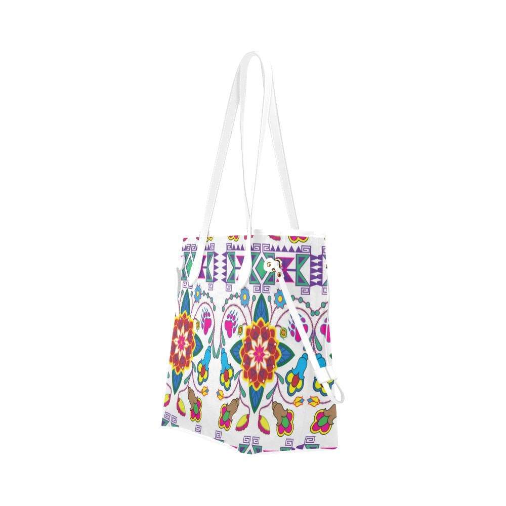 Geometric Floral Winter - White Clover Canvas Tote Bag (Model 1661) Clover Canvas Tote Bag (1661) e-joyer
