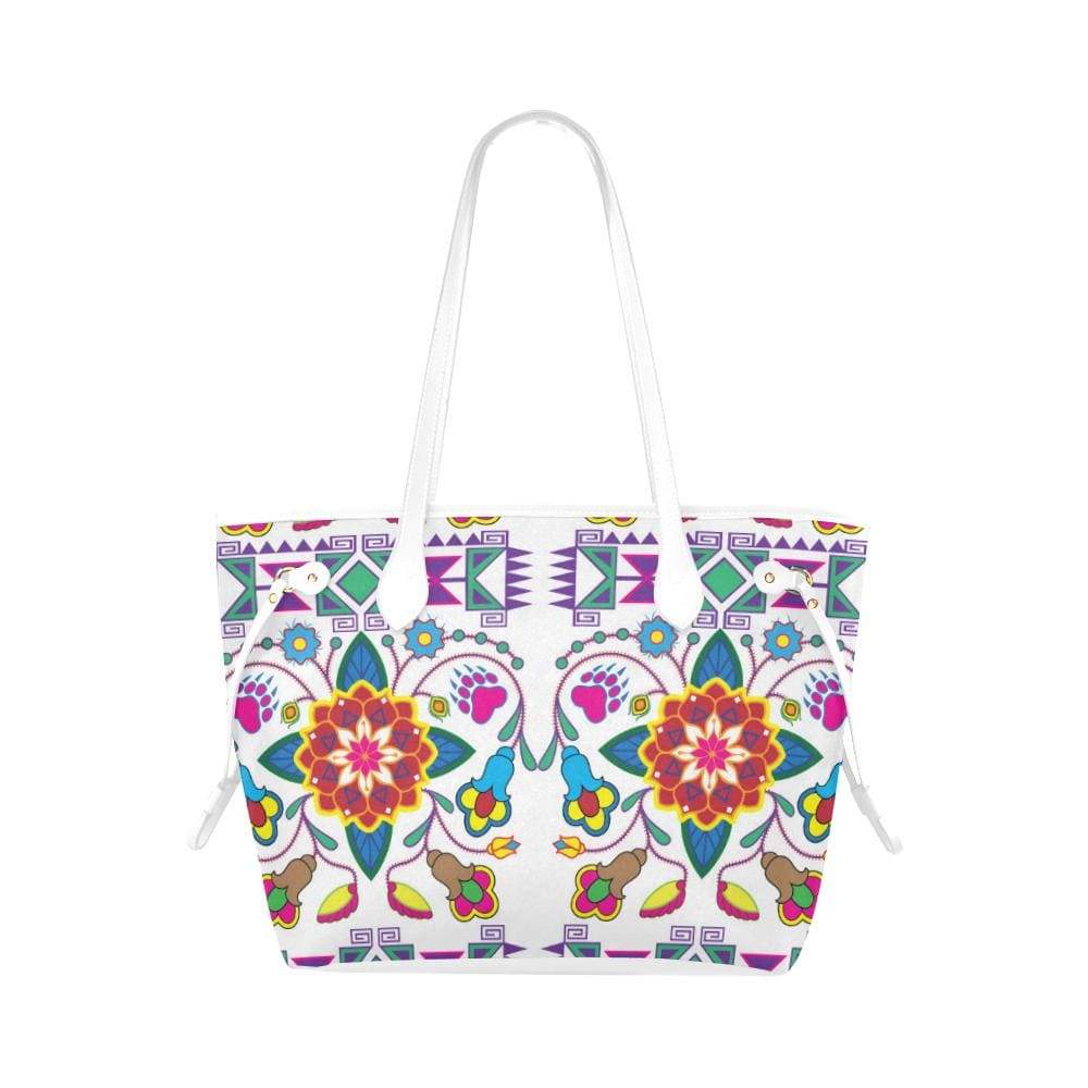 Geometric Floral Winter - White Clover Canvas Tote Bag (Model 1661) Clover Canvas Tote Bag (1661) e-joyer