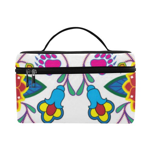 Geometric Floral Winter-White Cosmetic Bag/Large (Model 1658) Cosmetic Bag e-joyer