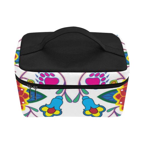 Geometric Floral Winter-White Cosmetic Bag/Large (Model 1658) Cosmetic Bag e-joyer