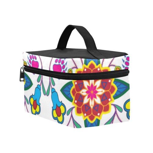 Geometric Floral Winter-White Cosmetic Bag/Large (Model 1658) Cosmetic Bag e-joyer