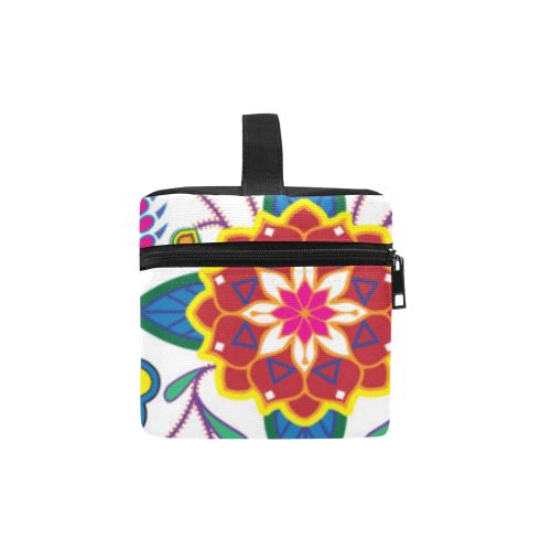 Geometric Floral Winter-White Cosmetic Bag/Large (Model 1658) Cosmetic Bag e-joyer