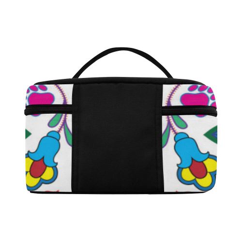 Geometric Floral Winter-White Cosmetic Bag/Large (Model 1658) Cosmetic Bag e-joyer