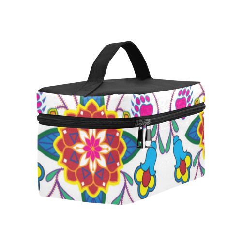 Geometric Floral Winter-White Cosmetic Bag/Large (Model 1658) Cosmetic Bag e-joyer