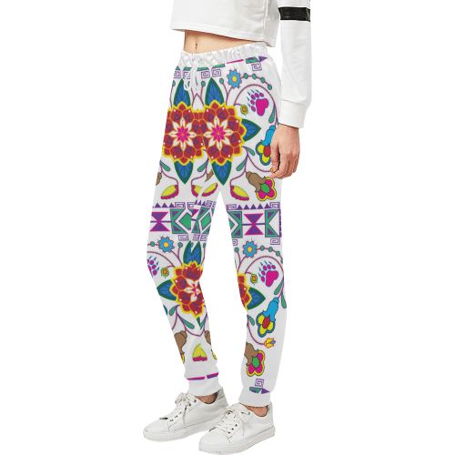 Geometric Floral Winter-White Women's All Over Print Sweatpants (Model L11) Women's All Over Print Sweatpants (L11) e-joyer