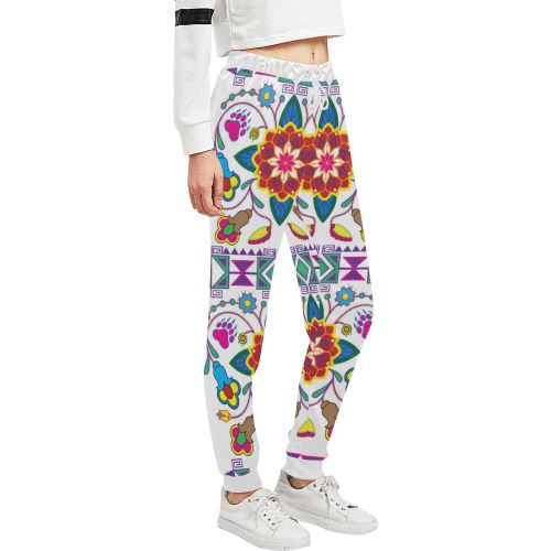 Geometric Floral Winter-White Women's All Over Print Sweatpants (Model L11) Women's All Over Print Sweatpants (L11) e-joyer