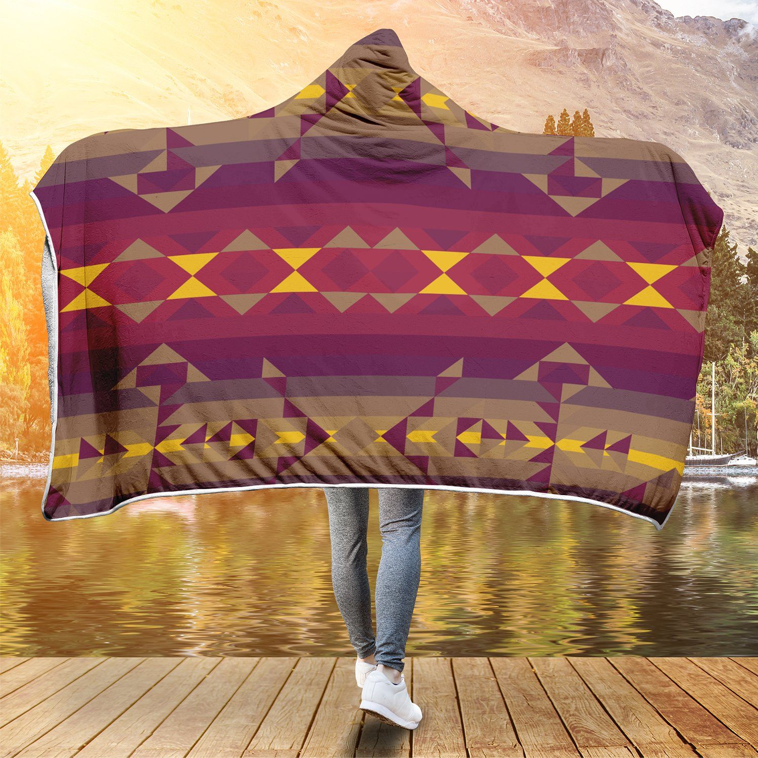 Gold Wool Hooded Blanket blanket 49 Dzine