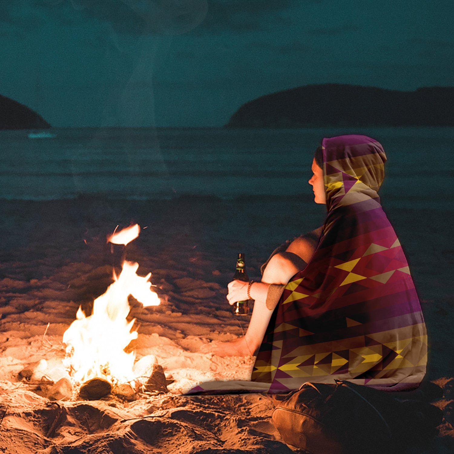 Gold Wool Hooded Blanket blanket 49 Dzine