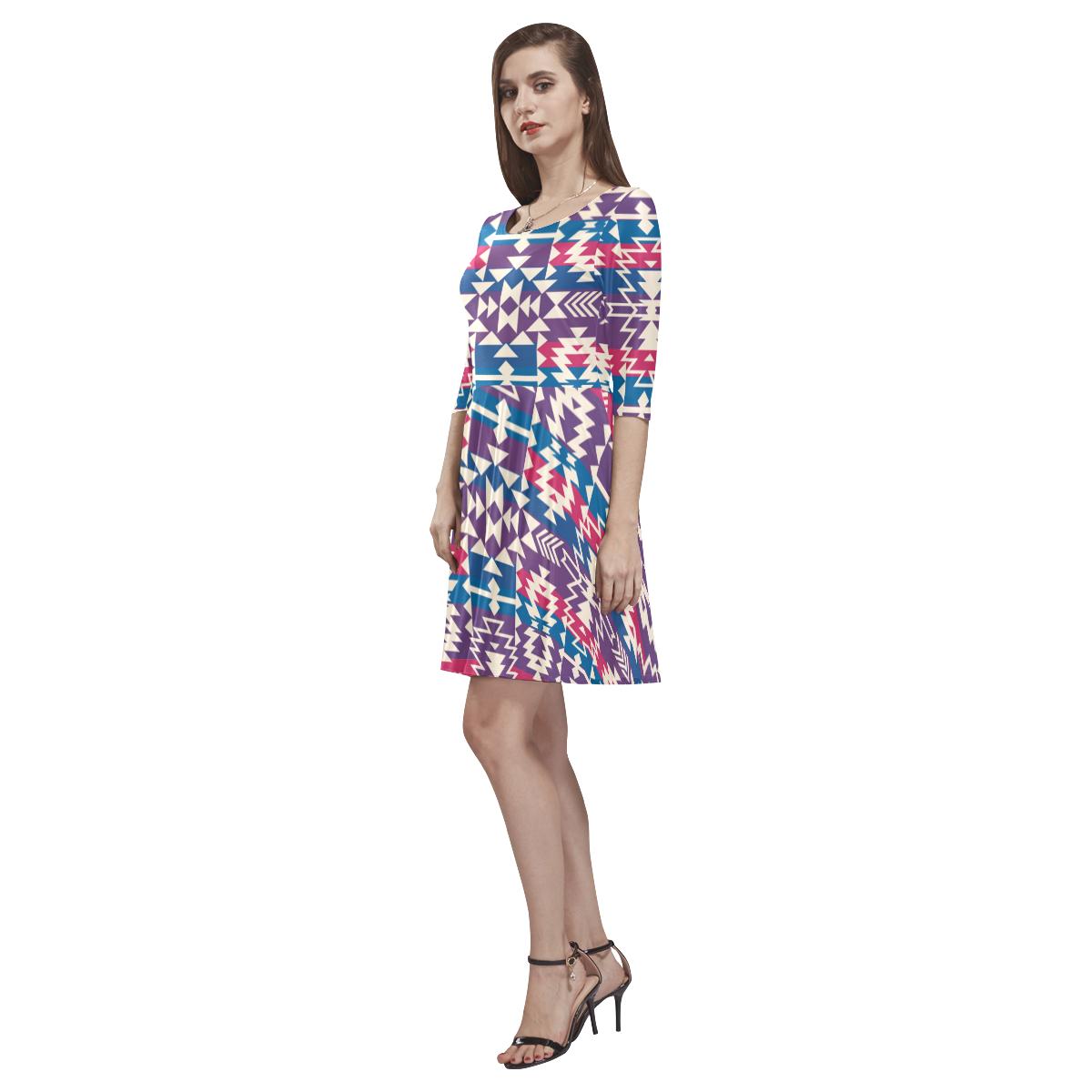 Grand Entry Women's Fancy Tethys Half-Sleeve Skater Dress(Model D20) Tethys Half-Sleeve Skater Dress (D20) e-joyer