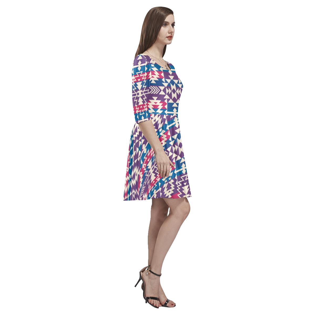 Grand Entry Women's Fancy Tethys Half-Sleeve Skater Dress(Model D20) Tethys Half-Sleeve Skater Dress (D20) e-joyer