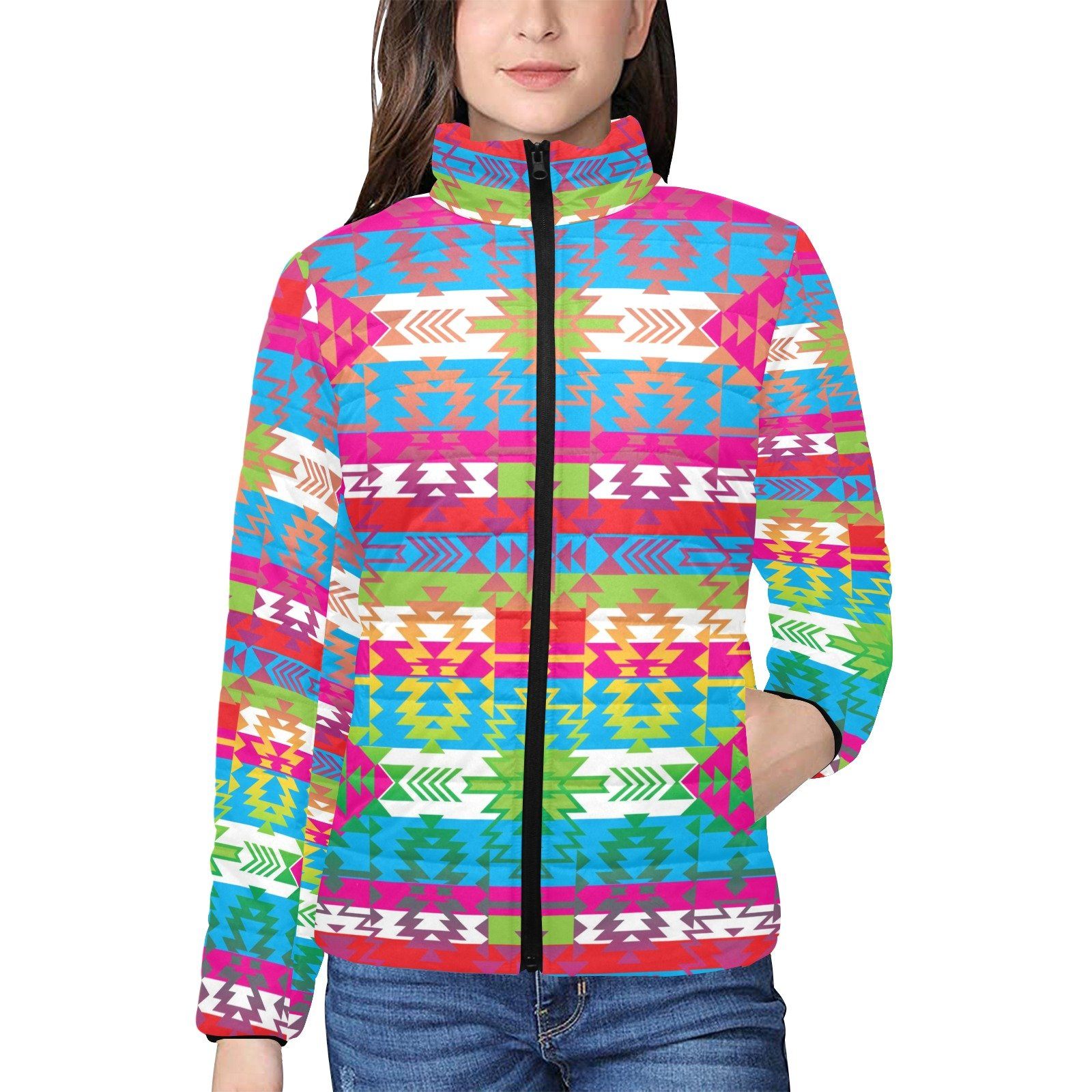 Grand Entry Women's Stand Collar Padded Jacket (Model H41) jacket e-joyer