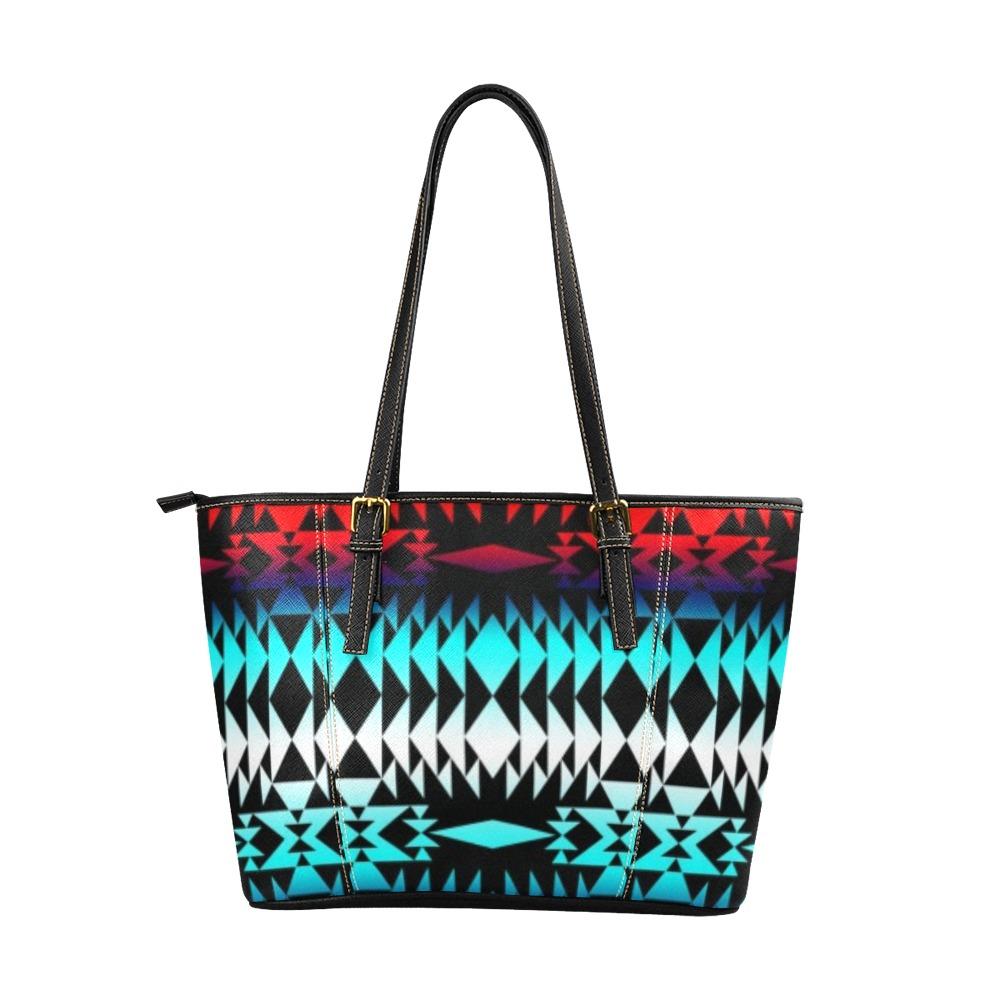 In Between Two Worlds Leather Tote Bag/Large (Model 1640) Leather Tote Bag (1640) e-joyer