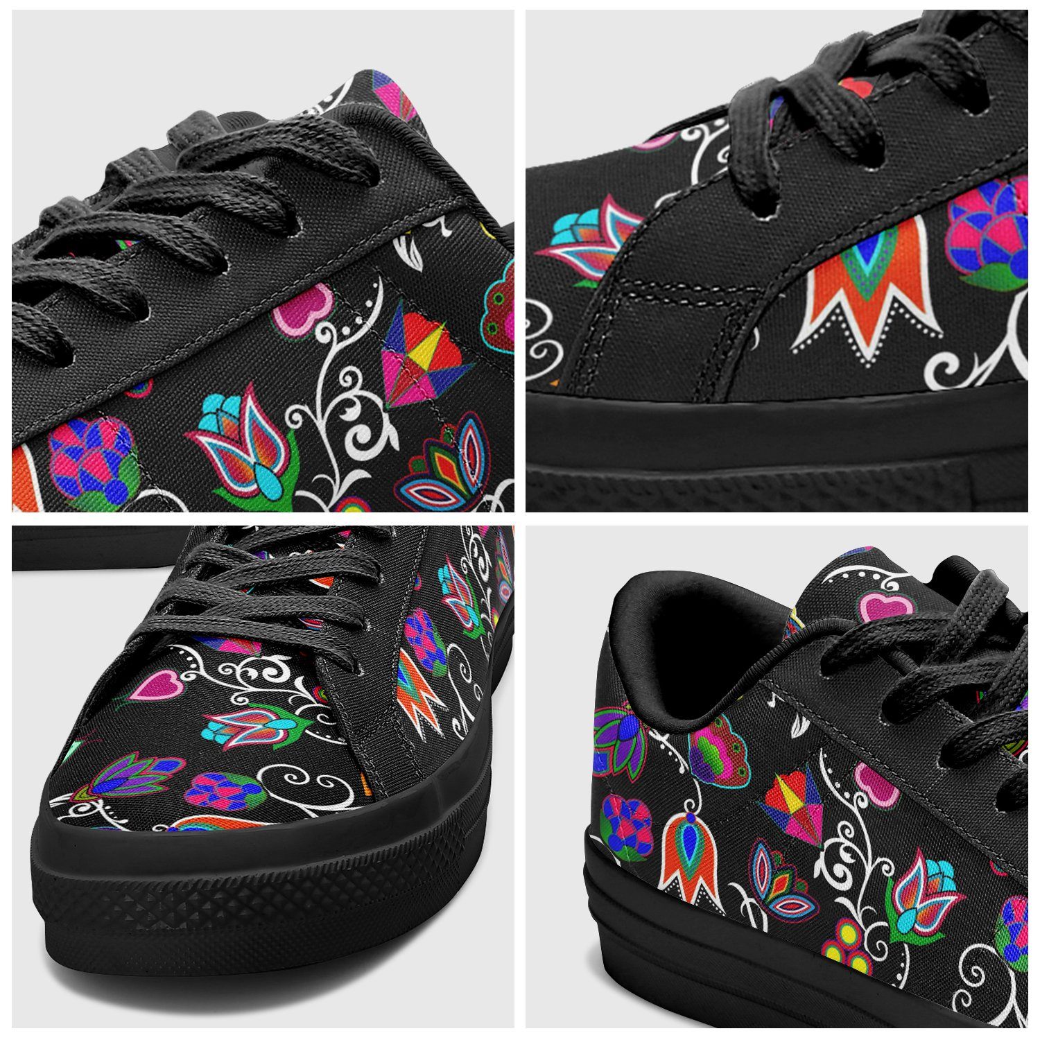Indigenous Paisley Black Aapisi Low Top Canvas Shoes Black Sole 49 Dzine