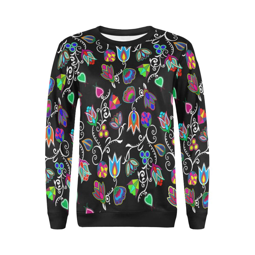 Indigenous Paisley Black All Over Print Crewneck Sweatshirt for Women (Model H18) Crewneck Sweatshirt for Women (H18) e-joyer