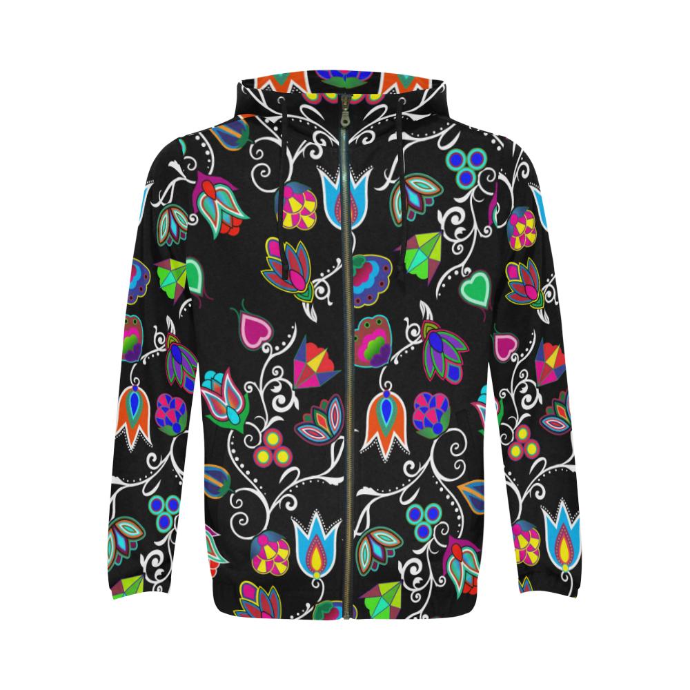 Indigenous Paisley Black All Over Print Full Zip Hoodie for Men (Model H14) All Over Print Full Zip Hoodie for Men (H14) e-joyer