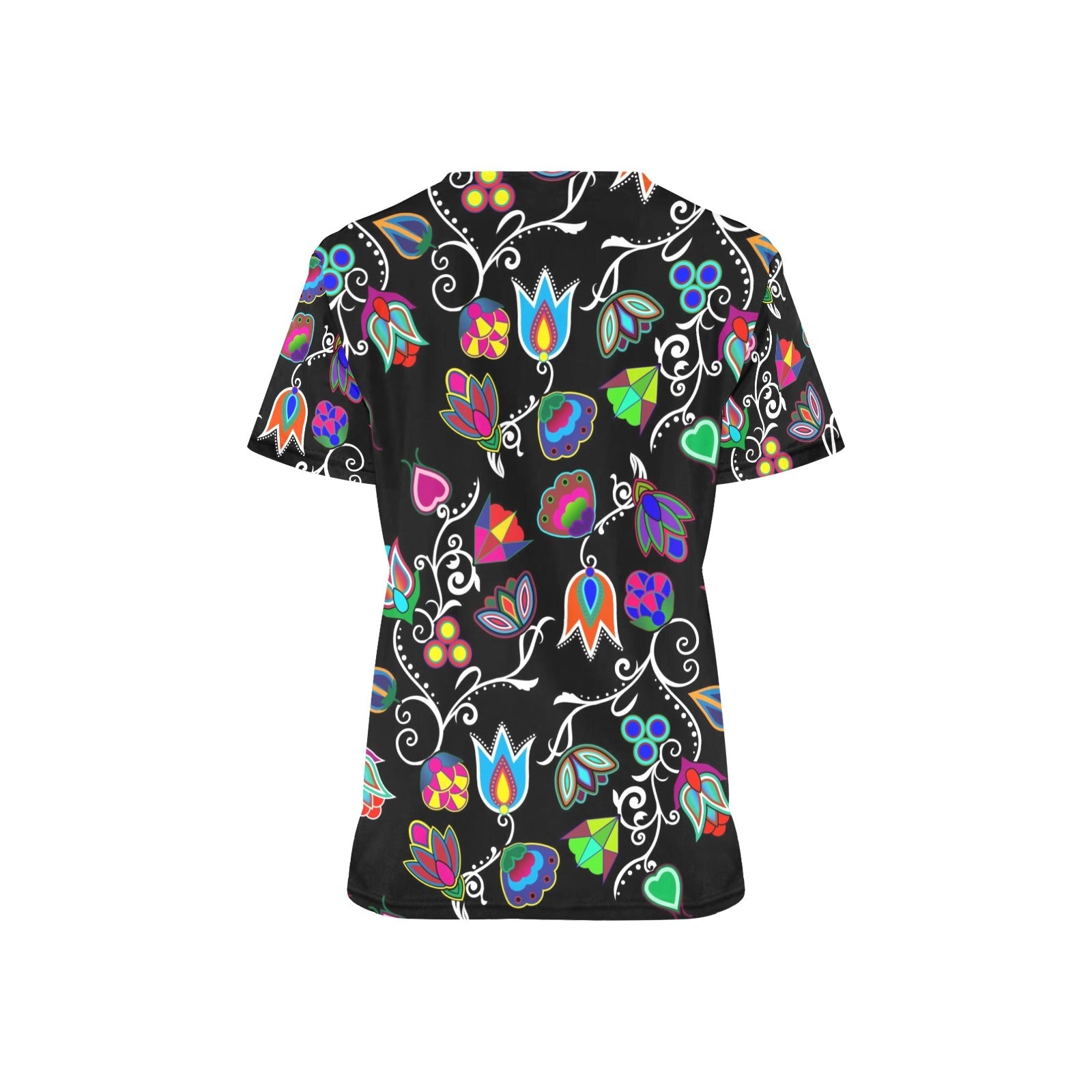 Indigenous Paisley Black All Over Print Scrub Top Scrub Top e-joyer