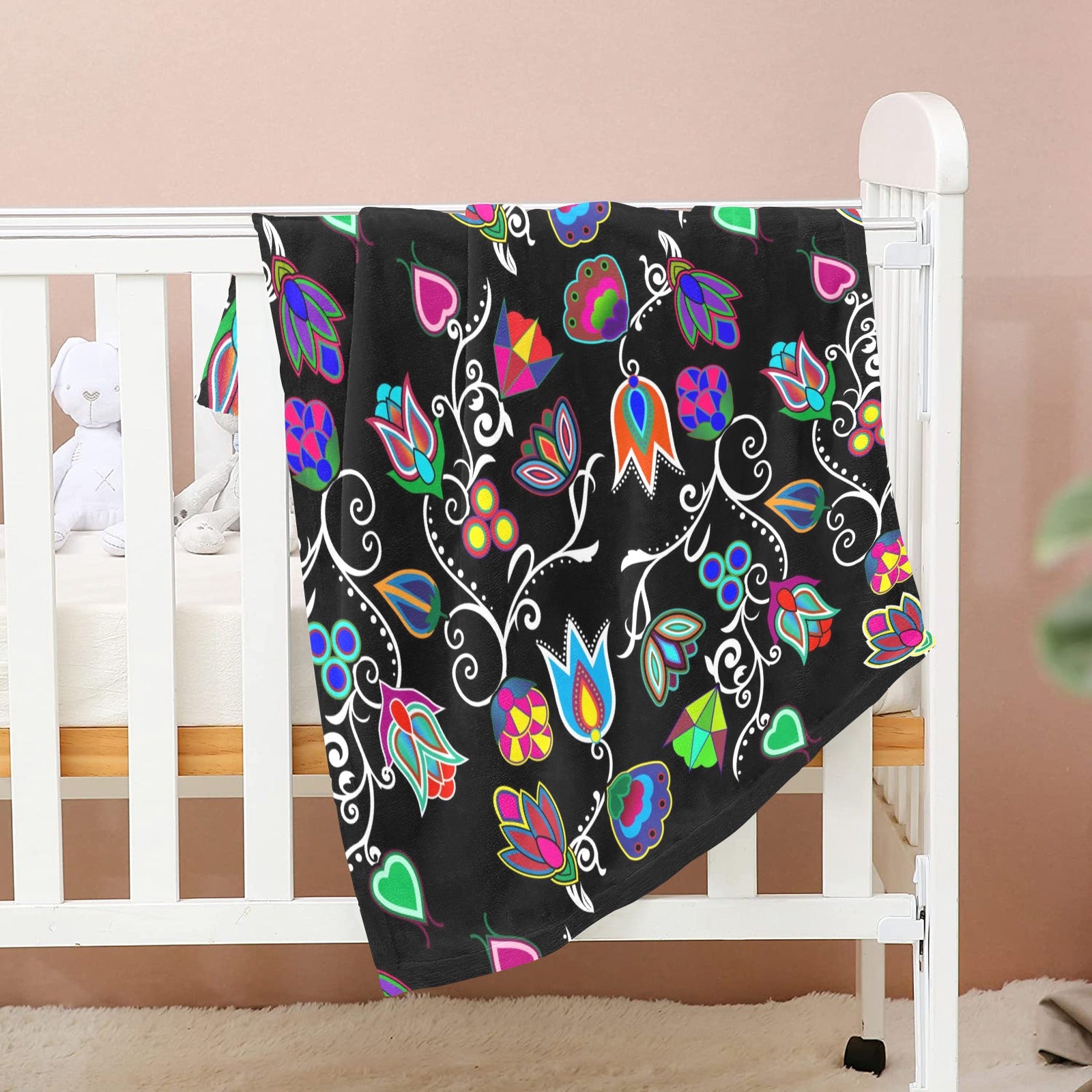 Indigenous Paisley Black Baby Blanket 30"x40" Baby Blanket 30"x40" e-joyer