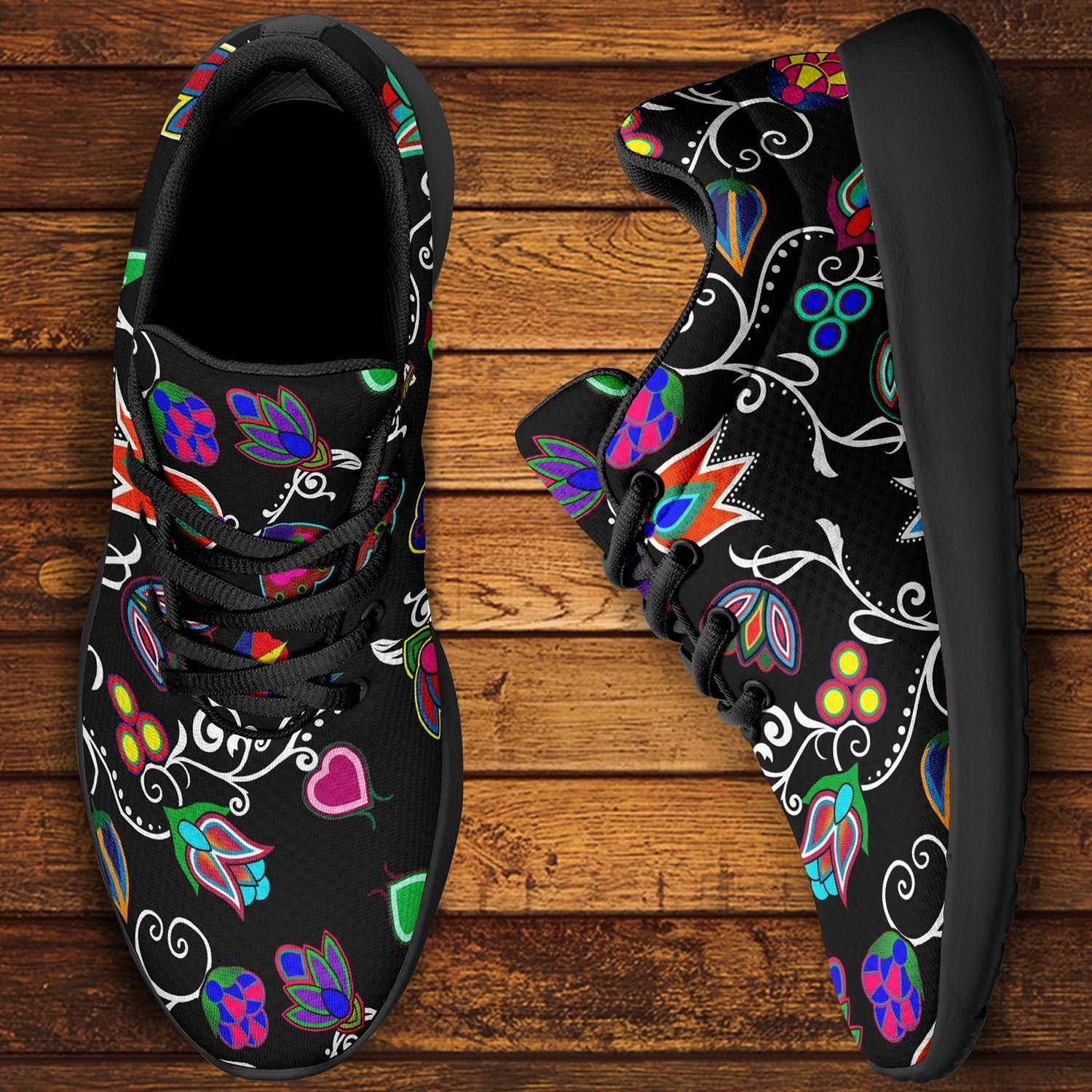 Indigenous Paisley Black Ikkaayi Sport Sneakers 49 Dzine