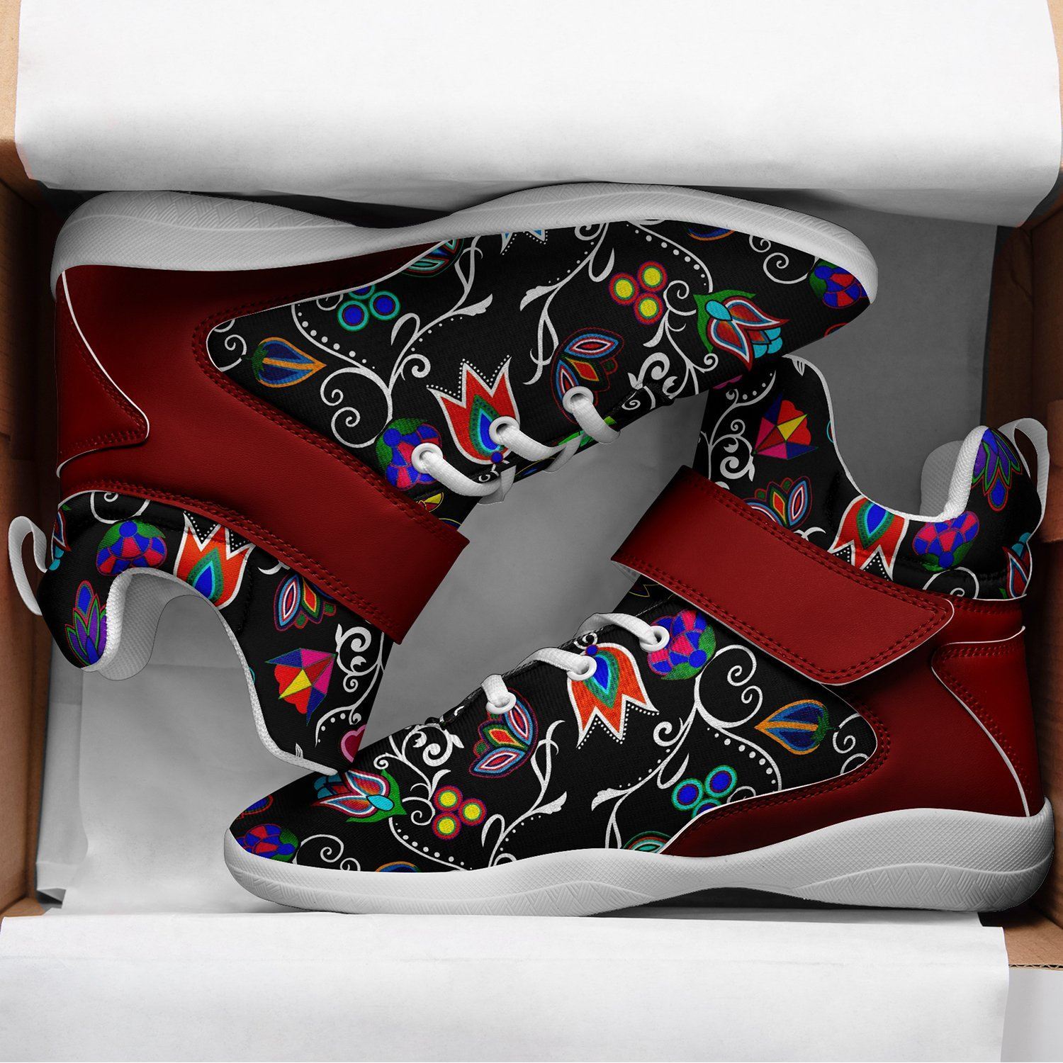 Indigenous Paisley Black Ipottaa Basketball / Sport High Top Shoes - White Sole 49 Dzine