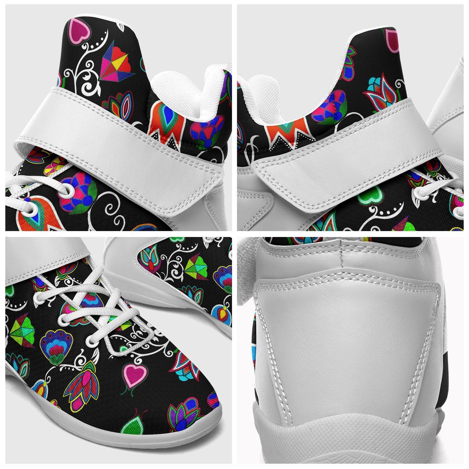 Indigenous Paisley Black Ipottaa Basketball / Sport High Top Shoes - White Sole 49 Dzine