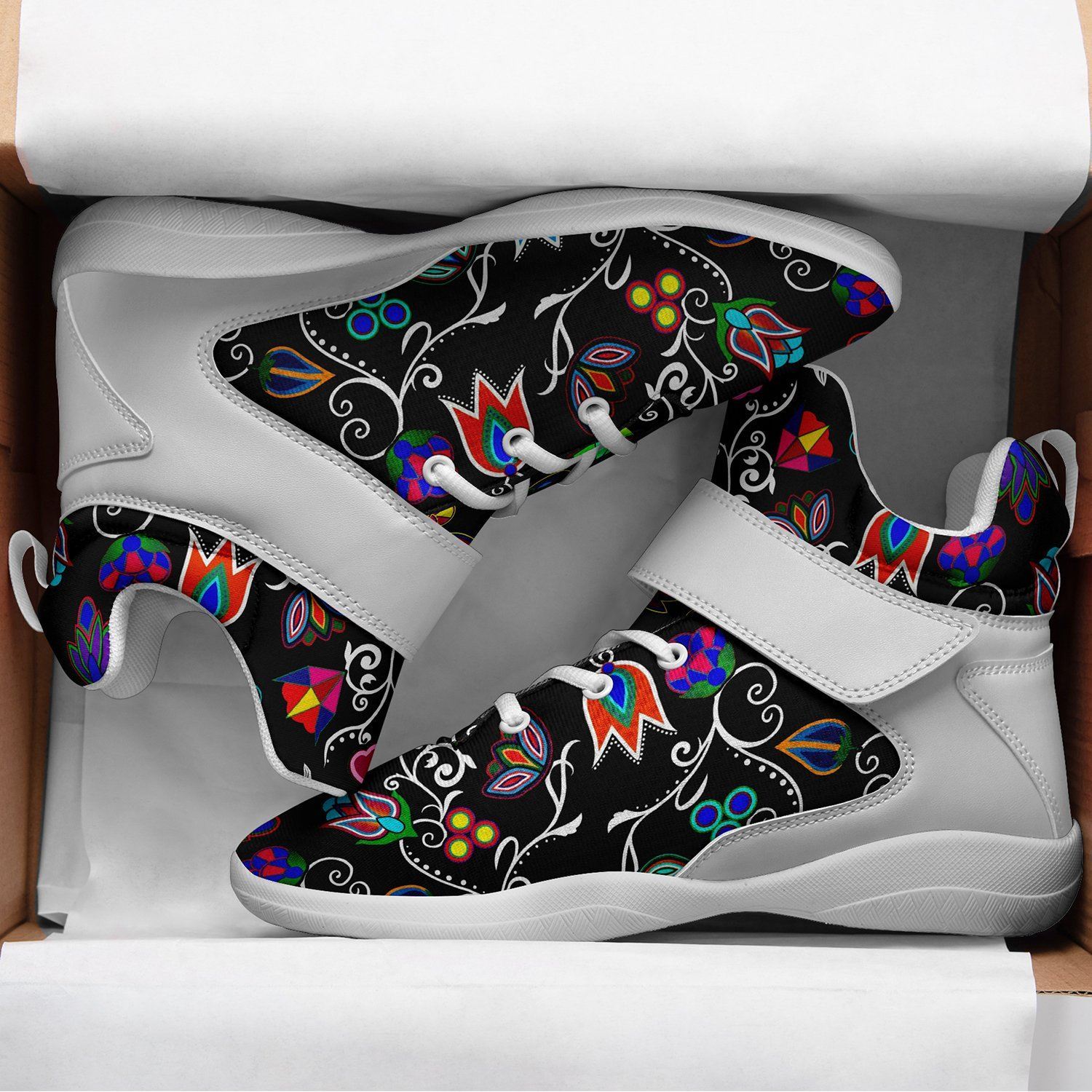 Indigenous Paisley Black Ipottaa Basketball / Sport High Top Shoes - White Sole 49 Dzine