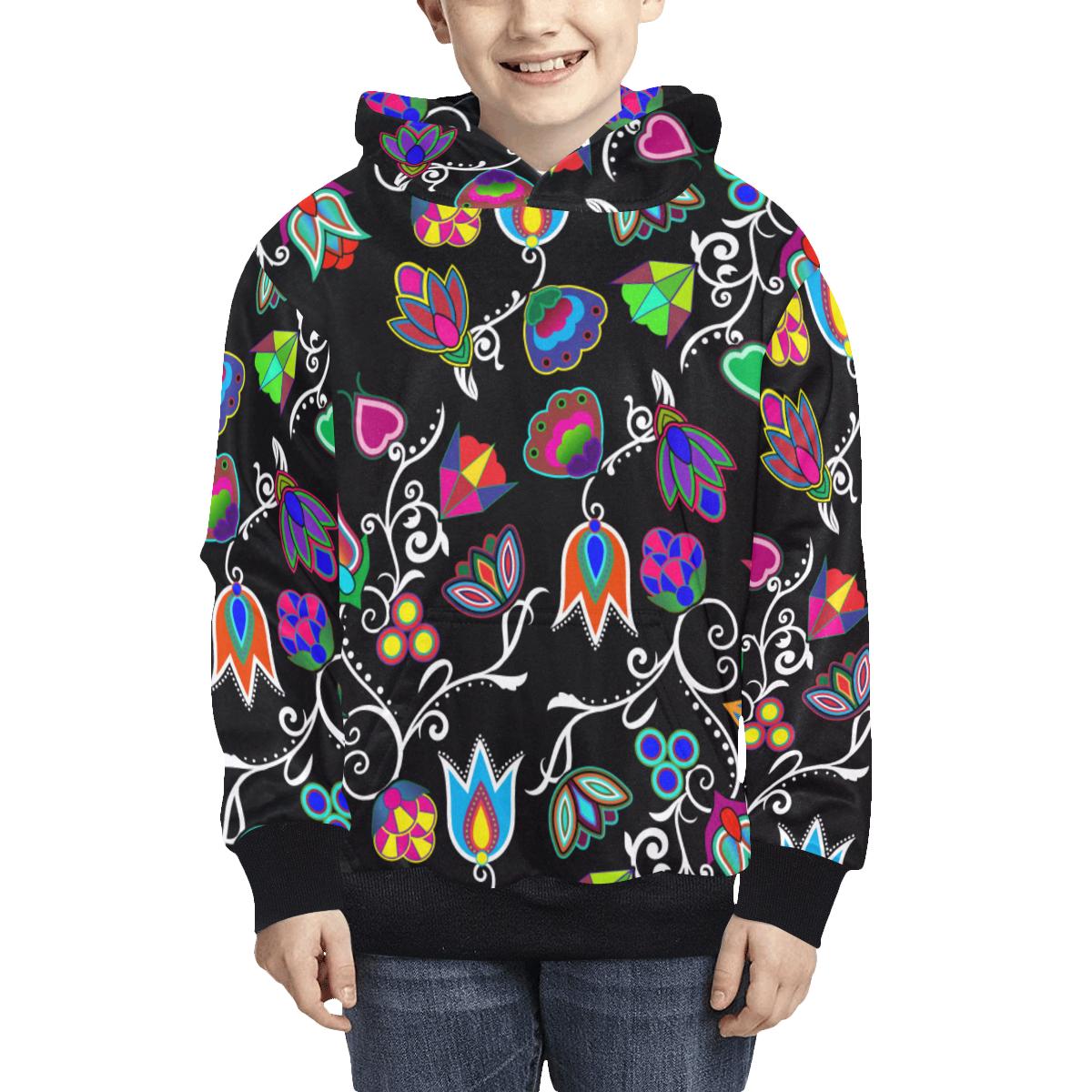 Indigenous Paisley Black Kids' All Over Print Hoodie (Model H38) Kids' AOP Hoodie (H38) e-joyer