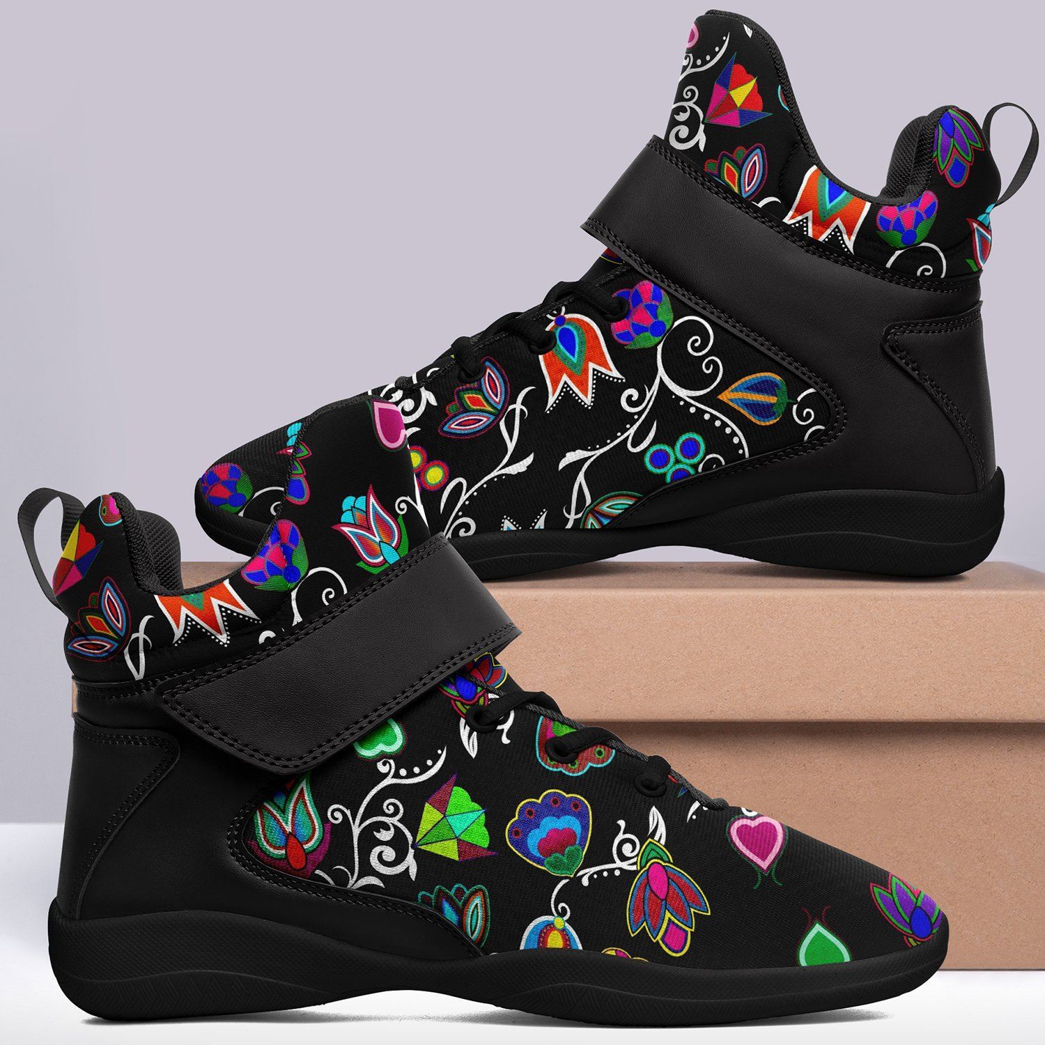 Indigenous Paisley Black Kid's Ipottaa Basketball / Sport High Top Shoes 49 Dzine